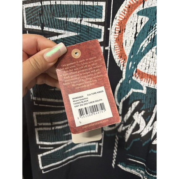 Throwbacks NFL Mitchell & Ness Crew Sweater L Miami Dolphins Faded Black Zig Zag - Picture 3 of 8